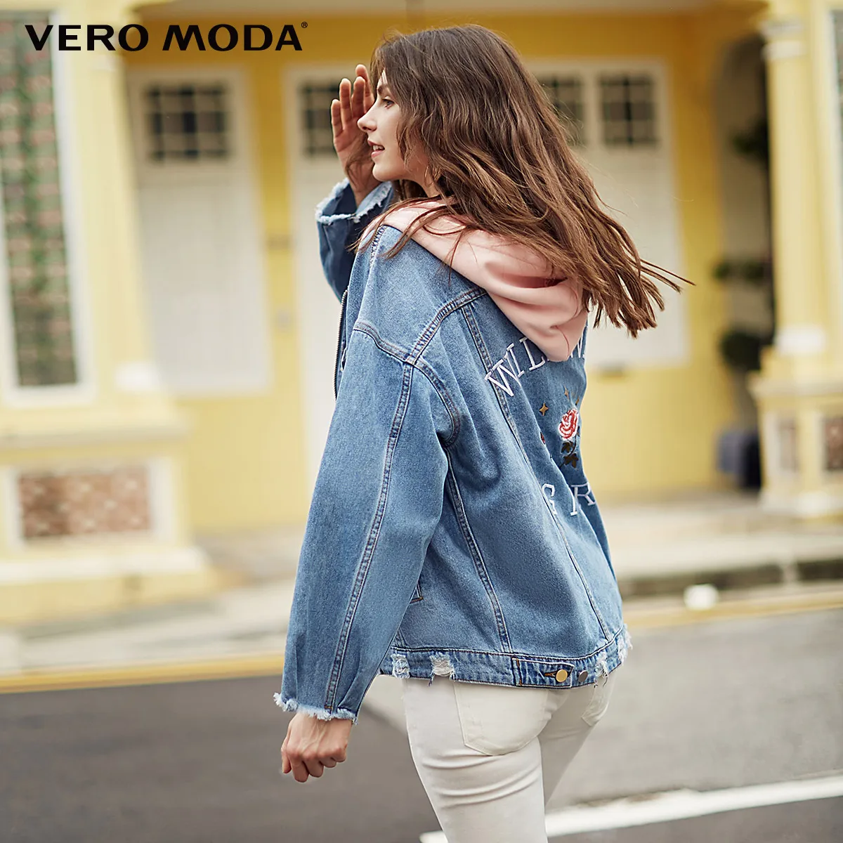 price cut Vero Moda oversize cowboy hooded Denim short coat Jacket 318157509