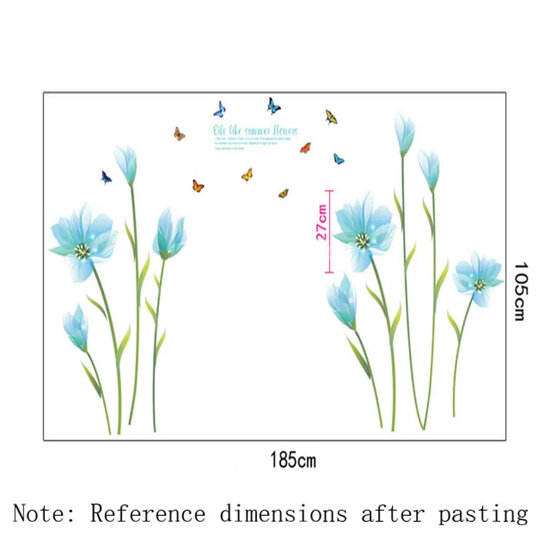 3D Синяя лилия Цветок Наклейка Фреска dly гостиная спальня диван фон стены Искусство украшение дома Наклейки на стены