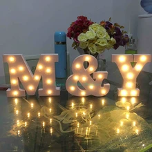 Теплый Свет Светодиодные Буквы Письмо Огни ПВХ Деревянные Буквы Шатер Письма Свадьбы Письма