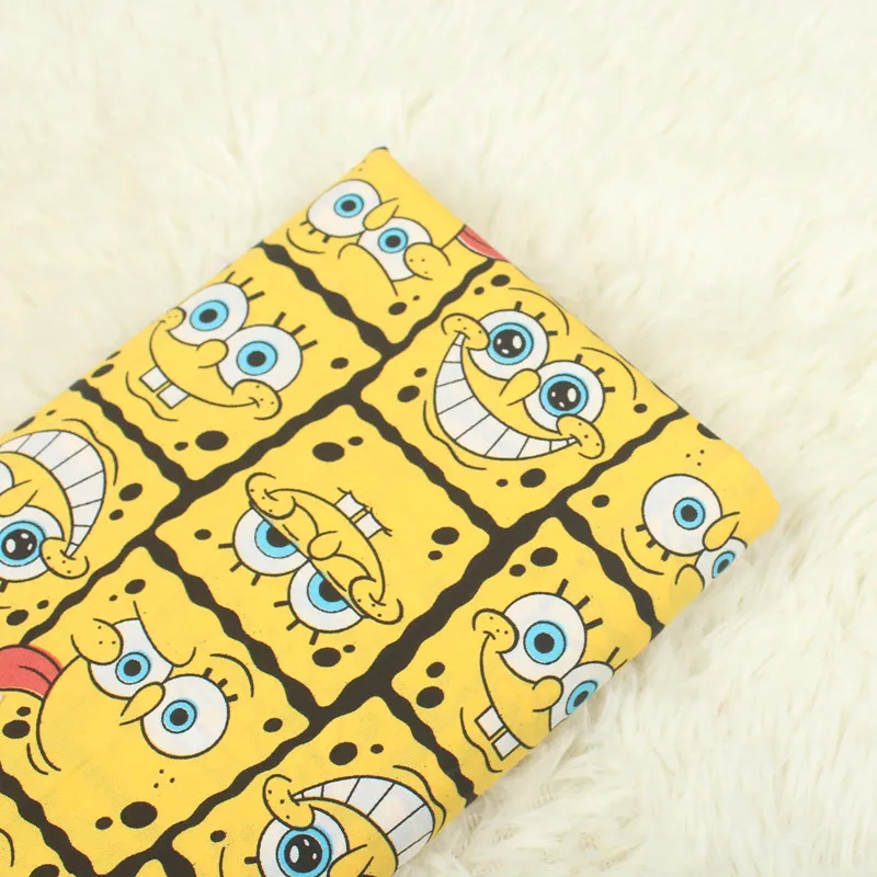 

100*140cm Cartoon SpongeBob Lovely Cotton Fabric Patchwork Cotton ,Tilda Printed Quilting Home For Sewing