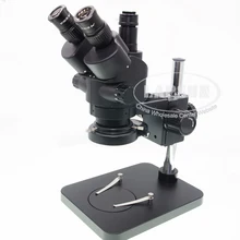 Черный симуляторный фокусный фокус 7X-45X Тринокулярный промышленный стереомикроскоп+ 144 светодиодный кольцевой свет(индустрия 14MP/21MP/авто камера