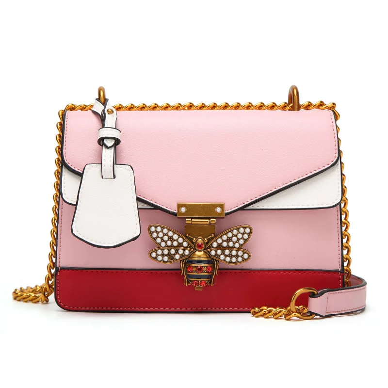  Bee Diamond Women Color splicing Little Bee Bag Fashion Zipper Designer Handbag Casual Shoulder Mes - 32859490124