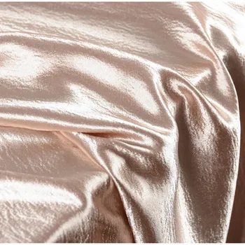 

CF571 Fashion Luxurious Champagne Satin Fabric Luster Glossy Ripple Texture Stretch Good Drape Women Dress Suit Shirt Fabric