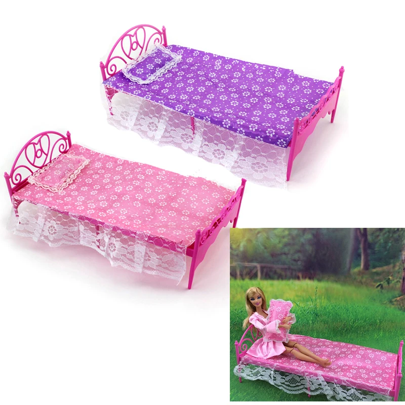 SUN &amp CLOUD 1 Set Single Bed for Barbies Dollhouse Furniture Pillow Sheet Color Random | Игрушки и хобби