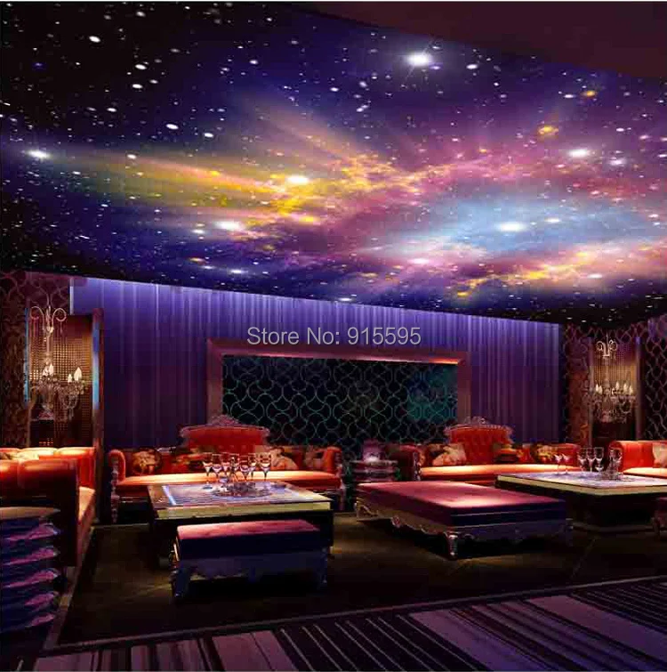 3D Star, Nebula, Night Sky Wall Painting, Ceiling Wallpaper, TV fundo