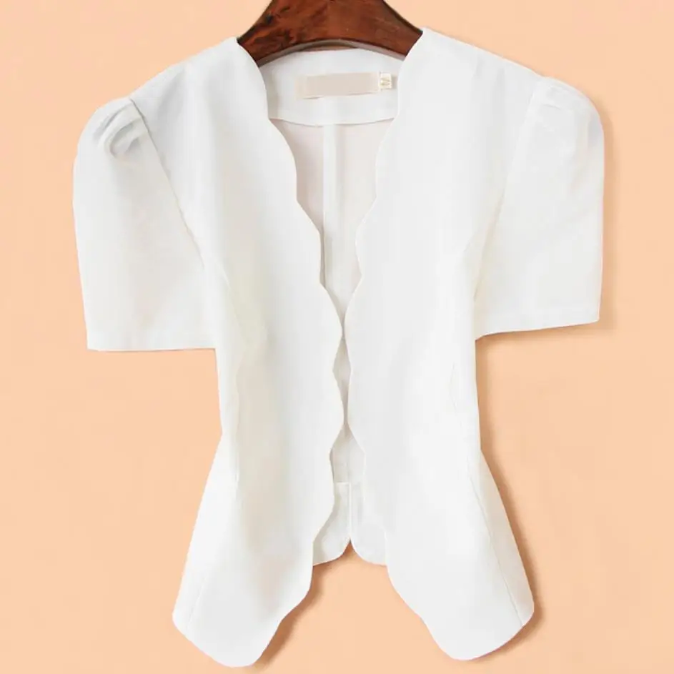 

plus size 5XL!2019 summer office lady Cardigan blazer women short sleeve Shawl Wild Mesh small suit