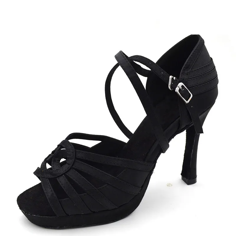 

Zapatos De Daile Satin Latin Size US 4-12 Black 10cm High Heel With Platform Latin Dancing Shoes For Women L-144