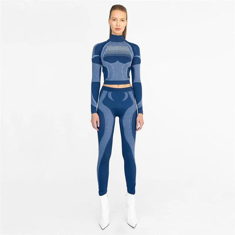 

2019 spring Elastic Slim Sheath women motion sets o necl long sleeve corp top Bodycon Empire tunic Ankle-Length Pants fashion