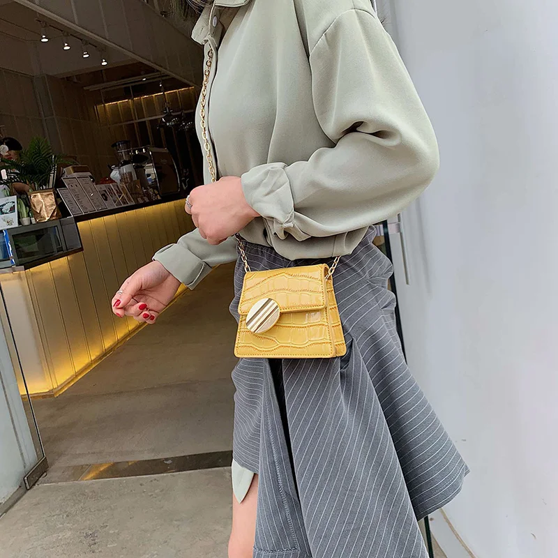 Модная новая сумка-тоут, качественная кожаная женская дизайнерская сумка с крокодиловым узором, на цепочке, сумка через плечо, Bolsos Mujer - Цвет: Yellow trumpet