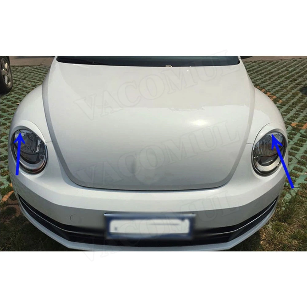 ABS Черная передняя фара веки люверсы Чехлы для VW Beetle A5 2012 2018 фары брови отделка