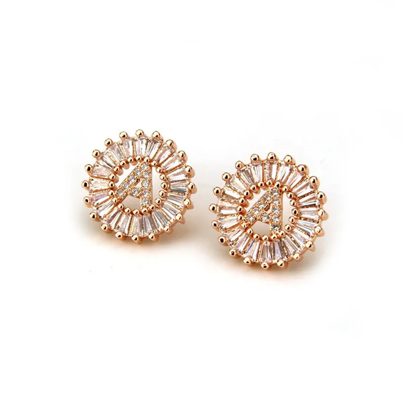 

Cubic Zirconia Initial Letter Earrings for Women Bridesmaids Gift Cute Rhinestone Alphabet Stud Earrings Jewelry brincos S4
