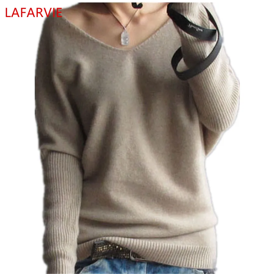 

Hot Sale Soft & Comfortable Bat-like Pullovers Female Cashmere Sweater Pure Casual V-neck Short Design Basic Knitted Pullovers