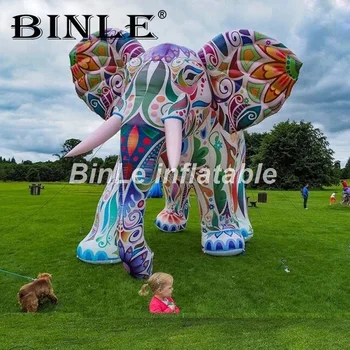 Price Customized Amazing Colorful Inflatable Elephant Cartoon Giant Elephant Model Air Blowering Style For Advertising