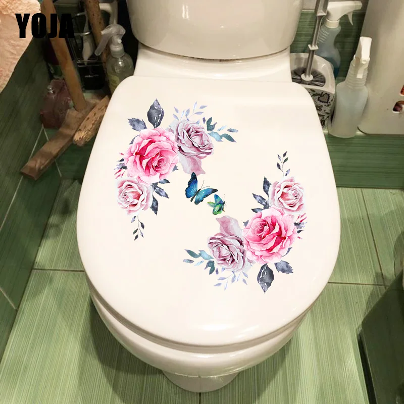 YOJA 22.5x22.8 см Акварельная Роза бабочка украшение для спальни Настенная Наклейка