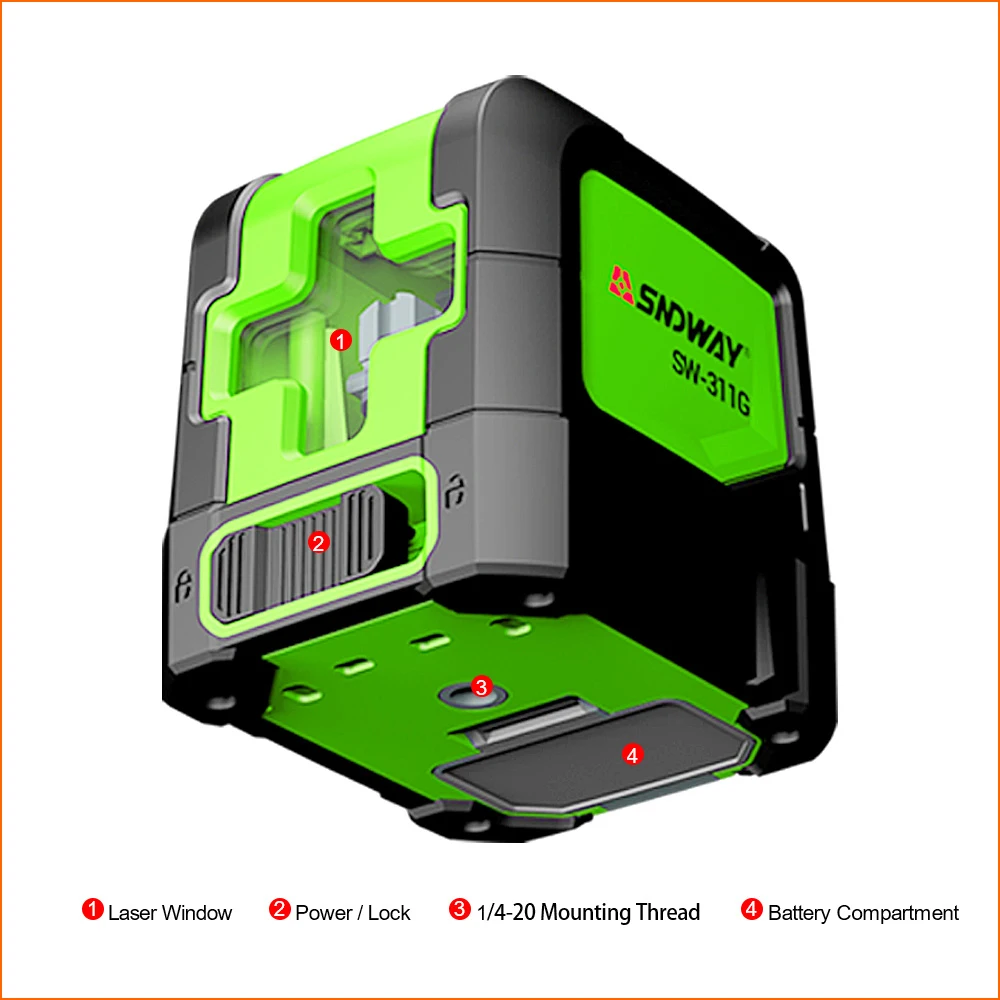 SNDWAY Laser Levels Green Laser Level Self Leveling Vertical Horizontal Lasers Cross Measure Tool SW 311G 2 lines Lasers Leveler