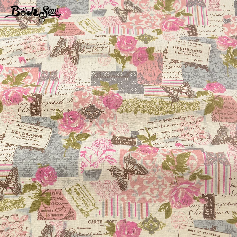 Printed Rose Cotton Booksew Sewing Material Tissu Home Textile Tablecloth Pillow Bag Curtain Cushion Zakka Linen Fabric Per CM | Дом и сад