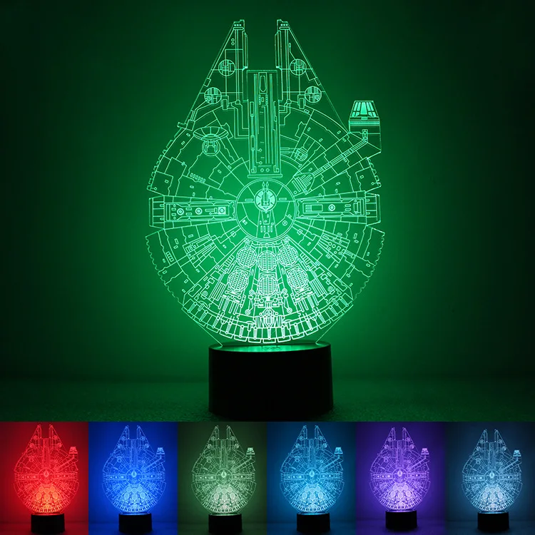 

Multi-colored 3D Millennnium Falcon Star Wars Lighting Gadget Lamp Decor Awesome Gift
