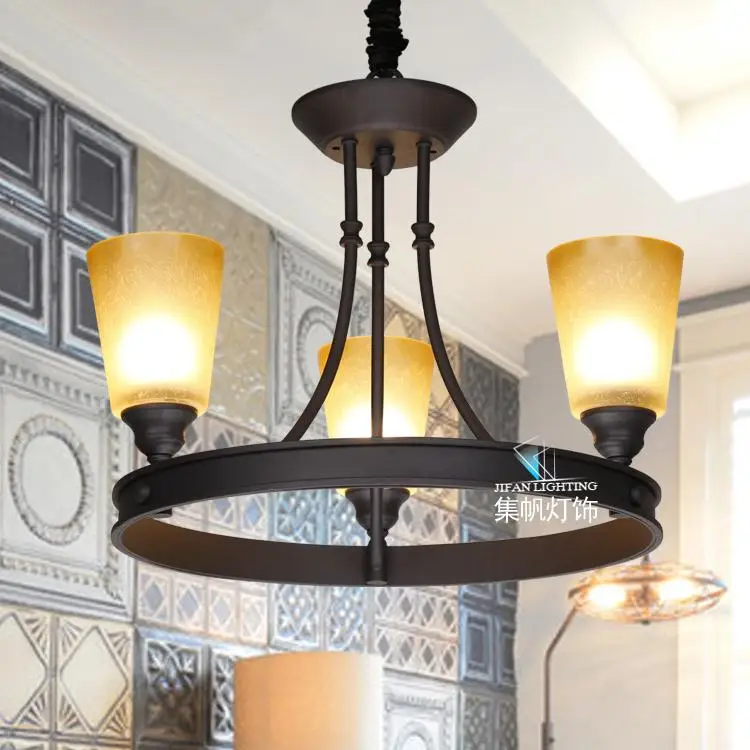 

American Rural Pendant Lights French speakers contracted North lamp European study the bedroom restaurant 3 heads lamps LU80125