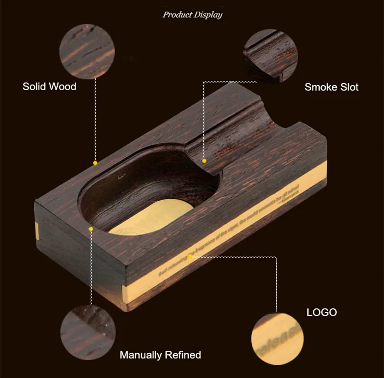 Практичный Портативный классический твердое дерево Титан дым слот 1 держатель классический сигар пепельница с подарочной коробке