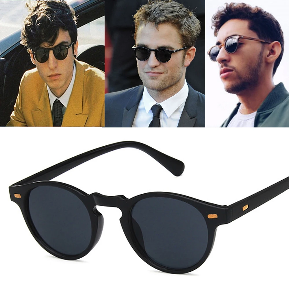 Vintage Round Lense Clear Frame sunglasses Gregory Peck Brand Designer men women Sunglass retro gafas oculos 2019 Vintage Round Lense Clear Frame sunglasses Gregory Peck Brand Designer men women Sunglass retro gafas oculos 2019