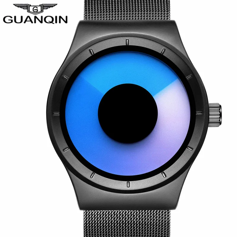 

GUANQIN Men Watch Top Brand Quartz Watch Men Stainless Steel Mesh Band Unique Men's Watch High Quality Male Clock Montre Homme