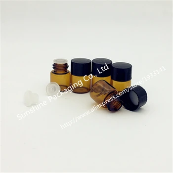 

500pcs High Quality 1ml Mini Amber Glass Dropper Vial Protable Empty Cosmetic Containers Essential Oil Bottles Makeup Empty