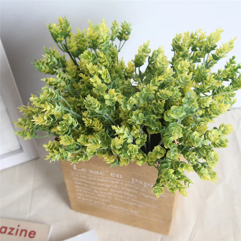 Small Artificial Plants Fake Flower Decoration Fresh Leaves Grass Plant Bouquet Home Wedding Decor for Home Decor #3o26 (2)