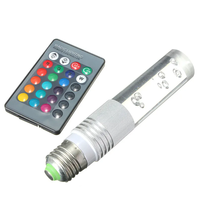 

E27 RGB LED 16 Color Changing Crystal Light Bulb Lamp With IR 24 Key Remote Control AC 85~265V 3W