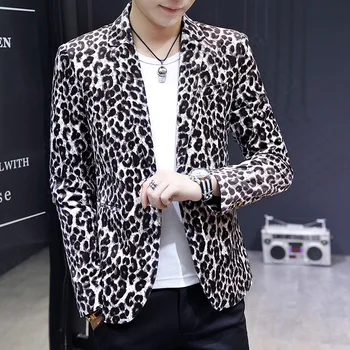 

Leisure Men's Leopard Striped Suit Korean-Style Leisure Slim Men's Small Suit Young Trend Suit Jackets & Coats