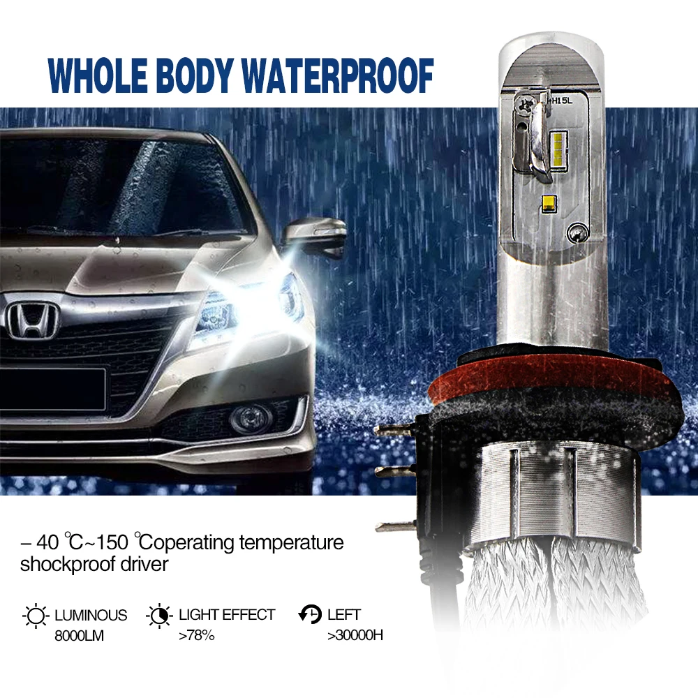 Современный автомобиль 8C H15 LED Фары для авто 80 Вт 8000lm H4 H7 H11 H1 H3 9005 9006 Canbus Epistar 6000 К