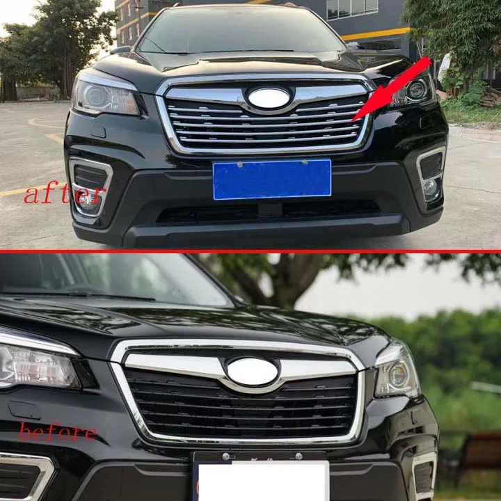 

For Subaru Forester SK 2018 2019 Decorate Accessories ABS Chrome Front Center Mesh Grille Grill Cover Radiator Strip Trim