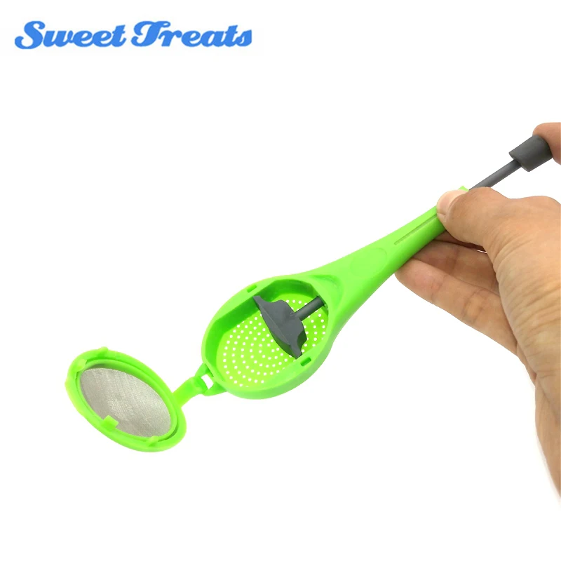 

Sweettreats Fashion Total Tea Infuser Bags Loose Leaf Steeper Press Tea Infuser Strainer Green Plastic Tea Infuser Tool
