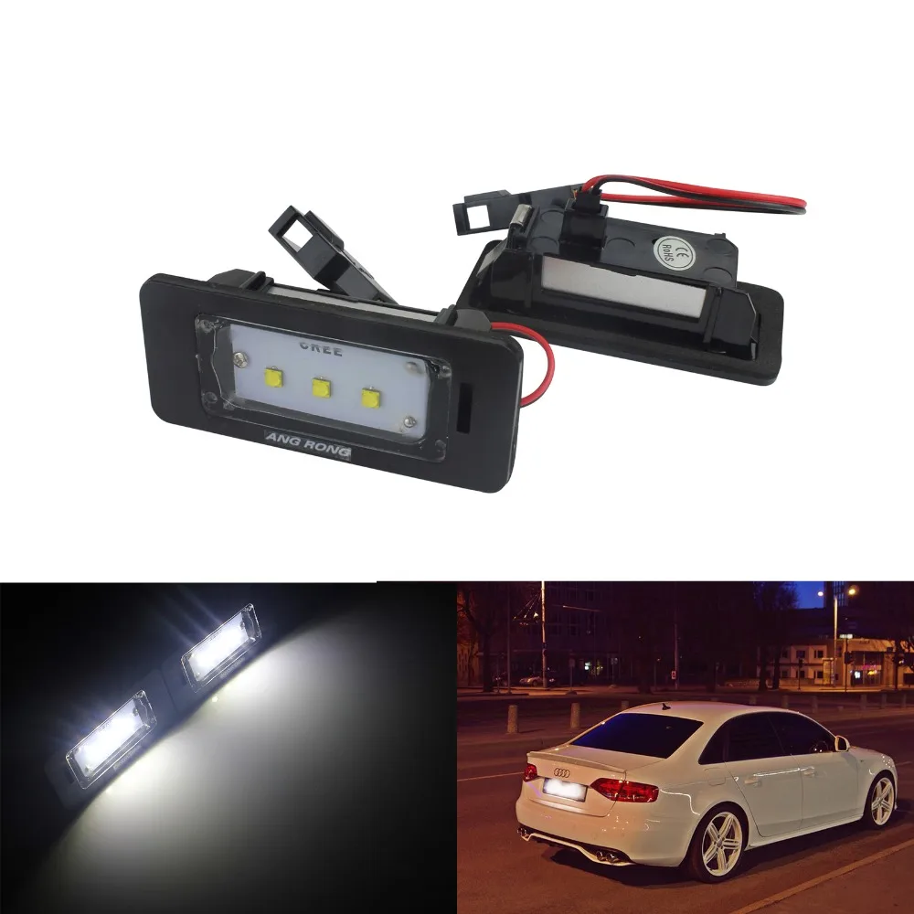 ANGRONG 2x LED License Number Plate LED Light For VW Golf Plus MK6 Jetta Touareg Passat B6 R36