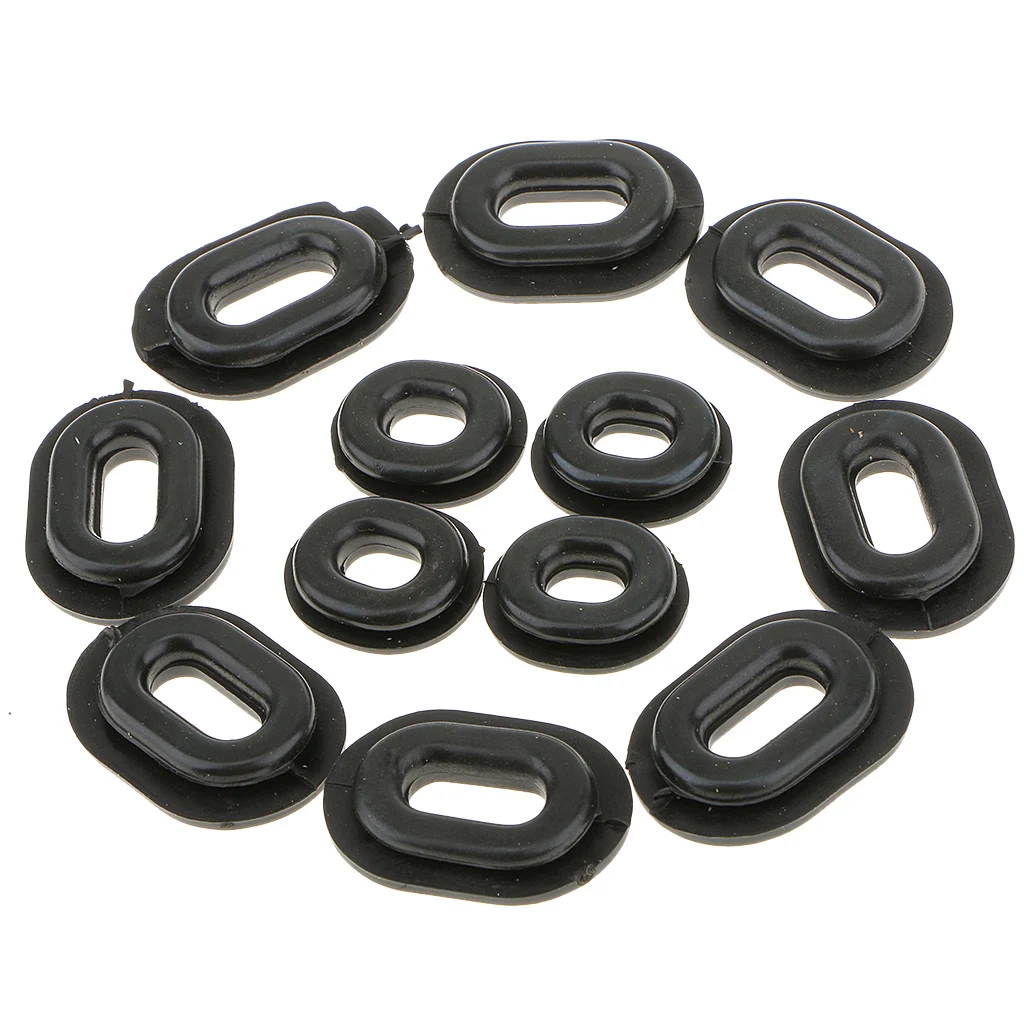 Dovewill 12-in-1 Black Rubber Side Cover Grommets For Motorcycle Car CG125 Covers & Ornamental Mouldings 