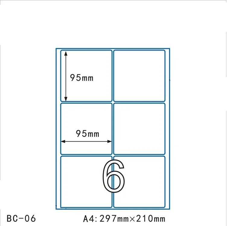 100 листов, много размеров, белая этикетка, пустые наклейки для записей, наклейки для заметок, А4 размеры, самоклеящаяся лазерная бумага для струйной печати - Цвет: 95x95mm