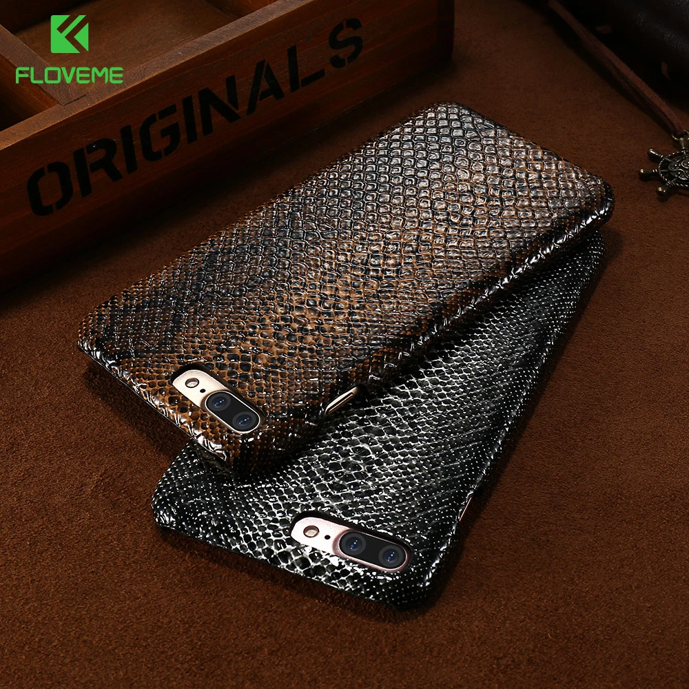 Beste FLOVEME Luxe Telefoon Case voor iPhone 7 8 6 plus Crocodile Snake Textuur Cases voor iPhone XR XS Max X 6 s 5 s 5 SE Cover Bag Coque