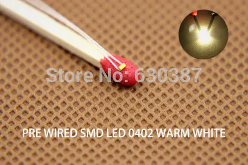 10pcs T0402WM Pre-soldered micro litz wired leads Warm White SMD Led 0402 