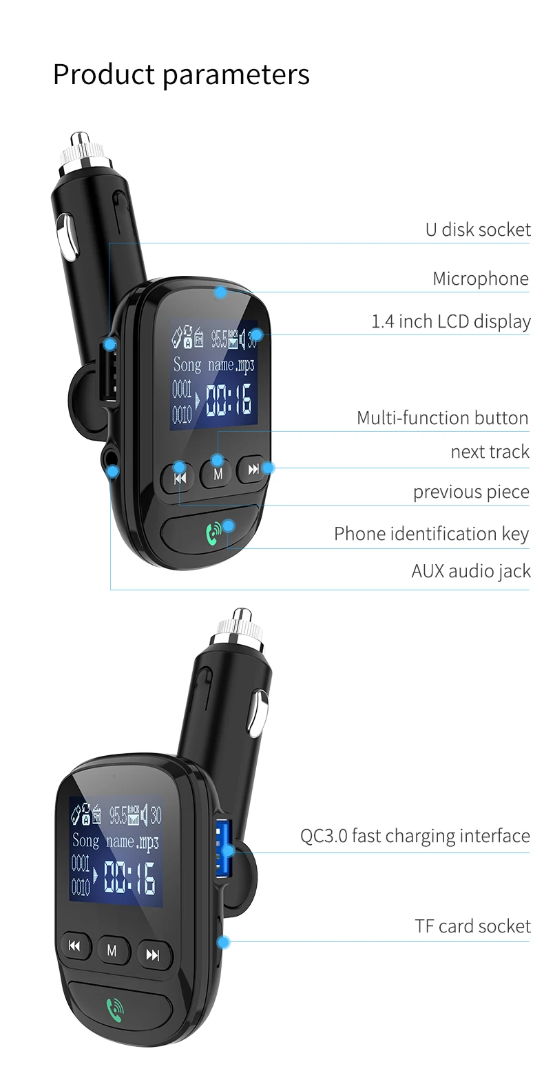 KORSEED автомобильное зарядное устройство Hands-free fm-передатчик Bluetooth автомобильный комплект lcd MP3-плеер двойное автомобильное usb-устройство для зарядки телефона для iPhone