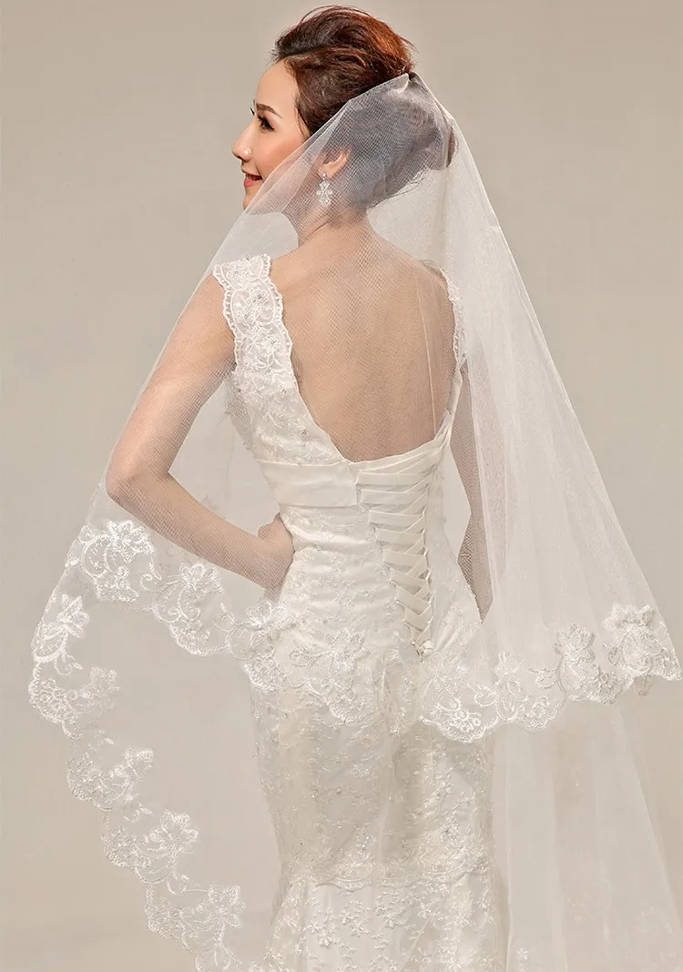 2016 новый multi-layer bridal veil 3 м длинный отрезок Корейский свадебное платье фата кружева завесу задней новый свадебные аксессуары