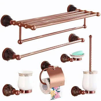 

gold towel rack Europe type restoring ancient ways is hanged bath shelf copper towel rack set combination (Bath Hardware Sets