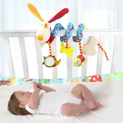 Детские игрушки мягкие кроватки вращается собака Животные погремушки висит кровать музыка кукольные коляски Прорезыватель мобильные