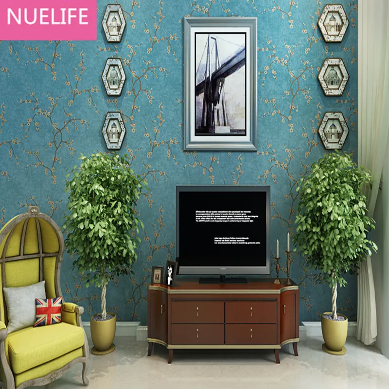 

0.53x10 Meter Chinese style plum blossom tree pattern wallpaper elderly room study room living room non - woven wallpaper