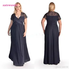 Plus Size Formal Dresses With Lace Short Sleeves Pleat Chiffon Navy Blue Lace Prom Gowns Cheap Mother of the Bride Dress navy lace hollow out short sleeves mini dresses with lace up design