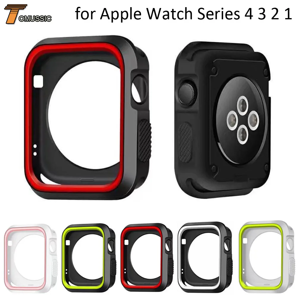 

Dual Colors Soft Silicone Case For Apple Watch iWatch Series 1 2 3 4 Cover Frame Full Protection Shell 44mm 40mm 42mm 38mm Case