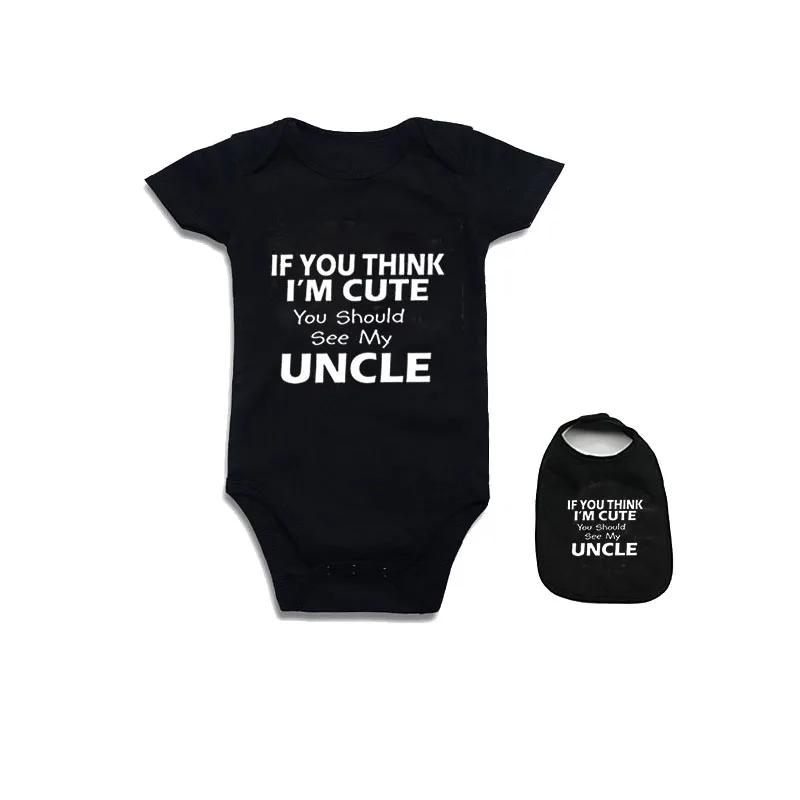 

Culbutomind 2018 Summer If YOU THINK I AM CUTE you should see my Uncle Black Short Sleeve Bibs Unisex Infant Baby Bodysuit