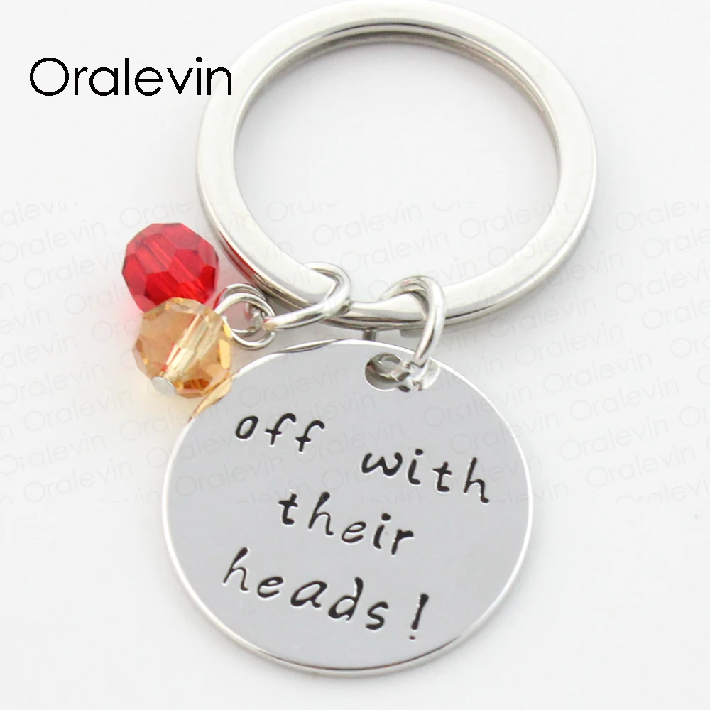 

Wholesale OFF WITH THEIR HEADS Engraved Inspired Charms Keychain Gift for Her Jewelry 22MM,10Pcs/Lot,#LN257K