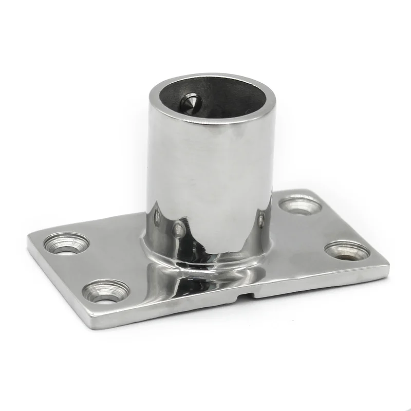 90 Degree Stainless Steel Rectangular Base 7//8 Inch Rail Fitting for Boats