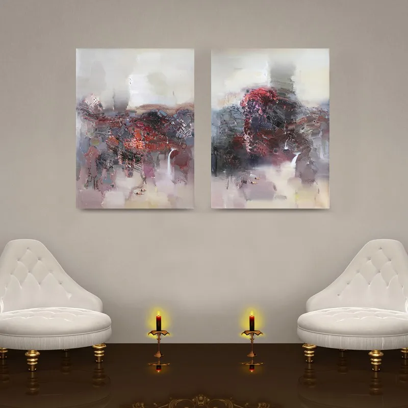 

Wholesale 2Pcs Pub Abstract Oil Painting handPainted On Canvas Home Decorative Art Picture For Living Room