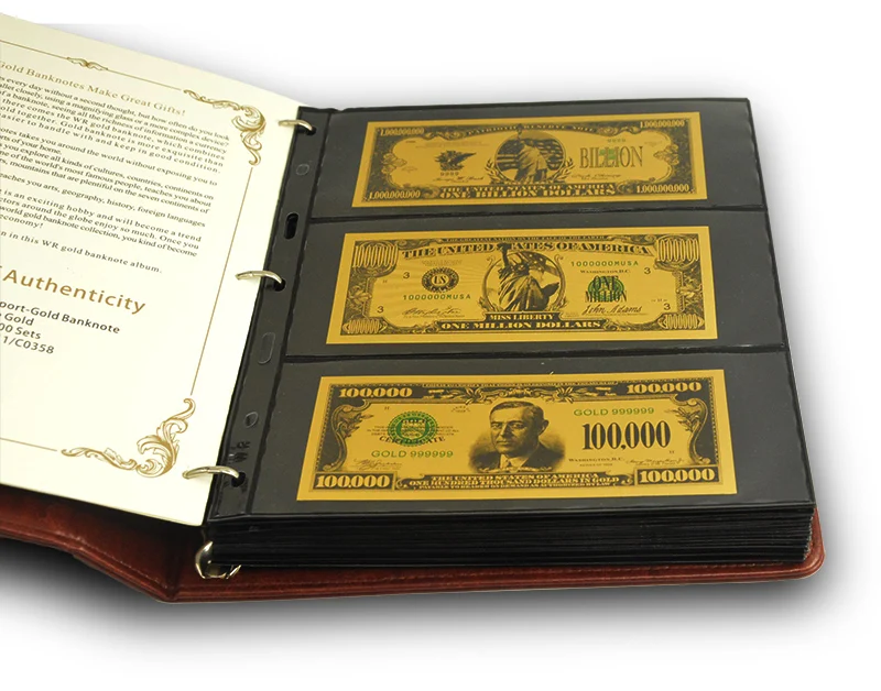 Money альбом для денег 150 шт World colored Gold банкнота в наборе из искусственной кожи