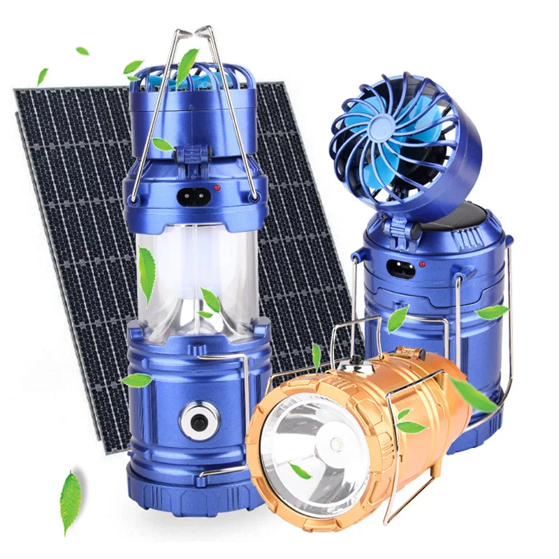 

Multi-function Solar Flashlight with Mini Fan Rechargeable LED Camping Light Table Lamp Flashlight CLH@8